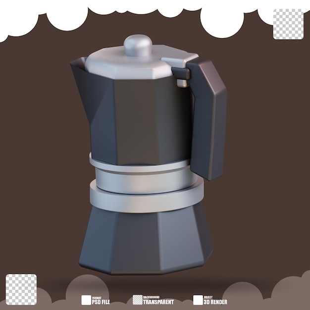 3d illustration moka pot 2