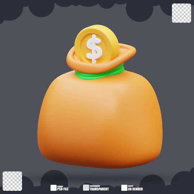 PSD 3d illustration money bags