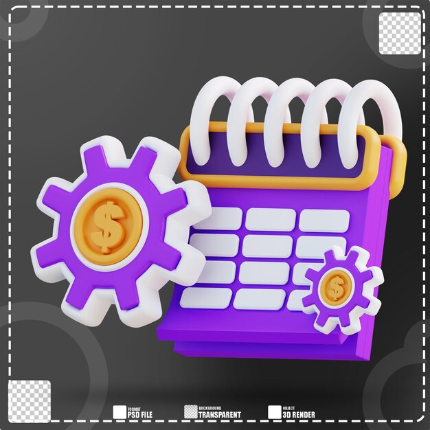 3d illustration money circulation calendar 3