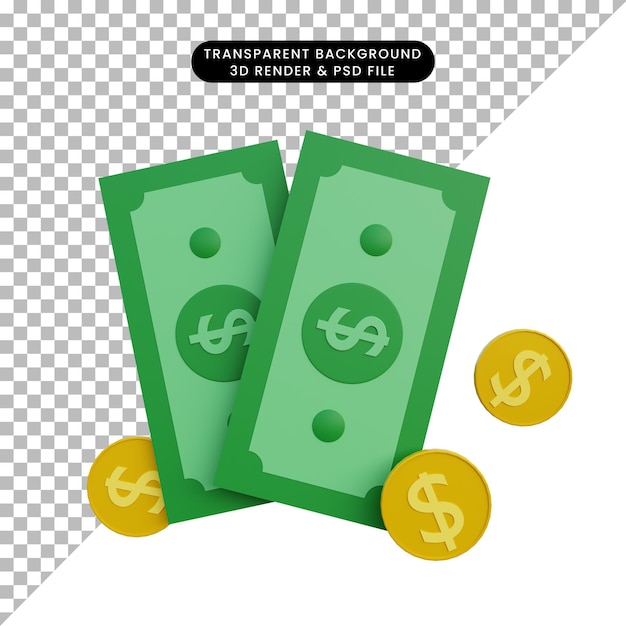 3d illustration money and coin