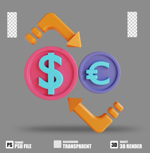 3D illustration money exchange 3