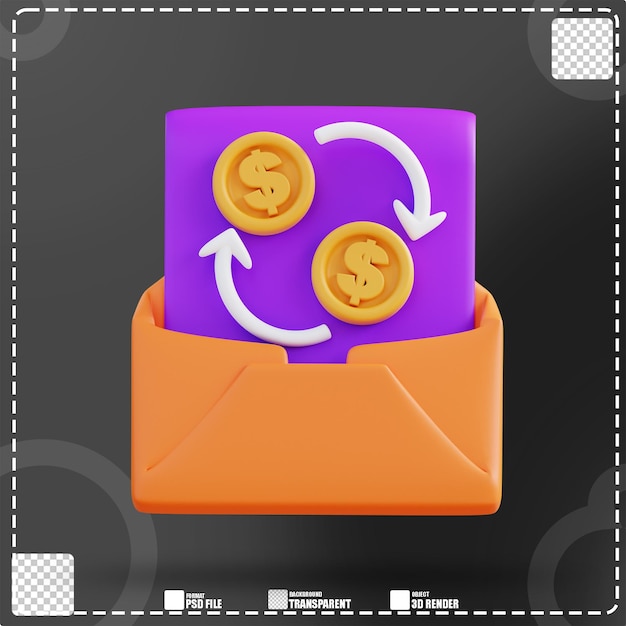 3d illustration money exchange letter 2