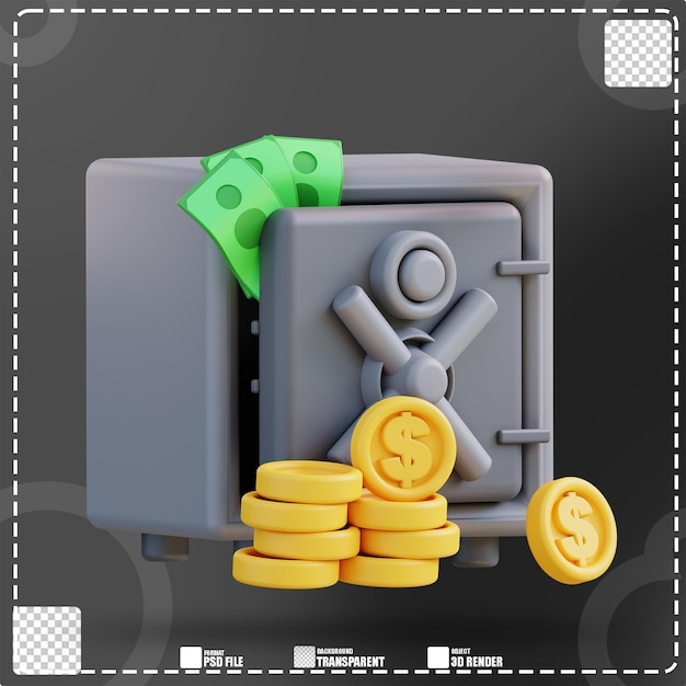 3d Illustration of money safe deposit box 2