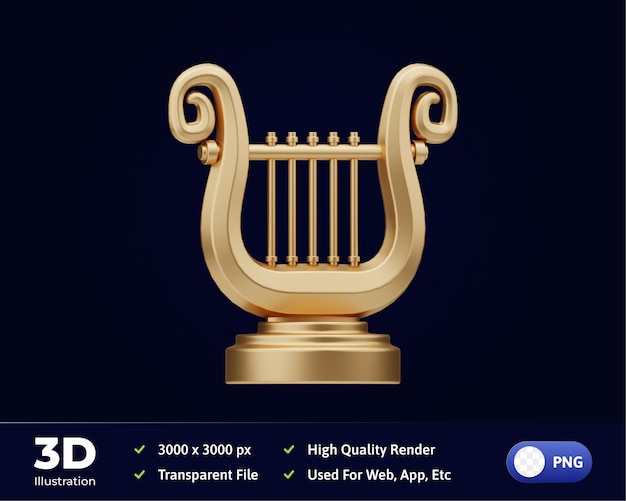 3d Illustration Music tool Lyre