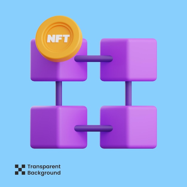 3d illustration of nft blockchain