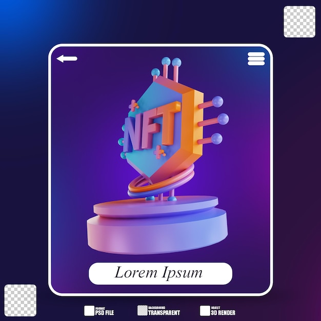 3D illustration NFT podium 3