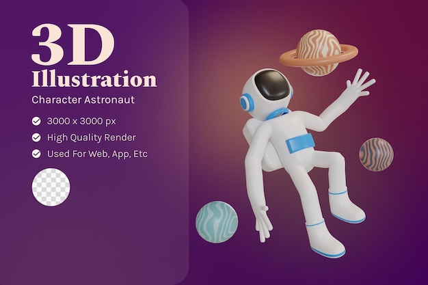 3D Illustration object character astronaut