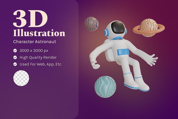 3D Illustration object character astronaut