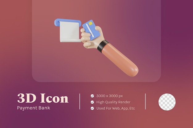 3d Illustration Object Icon Payment Bank