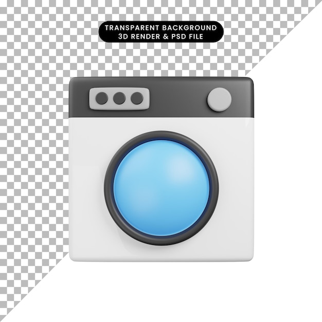 3d illustration object icon wash machine 3d render style