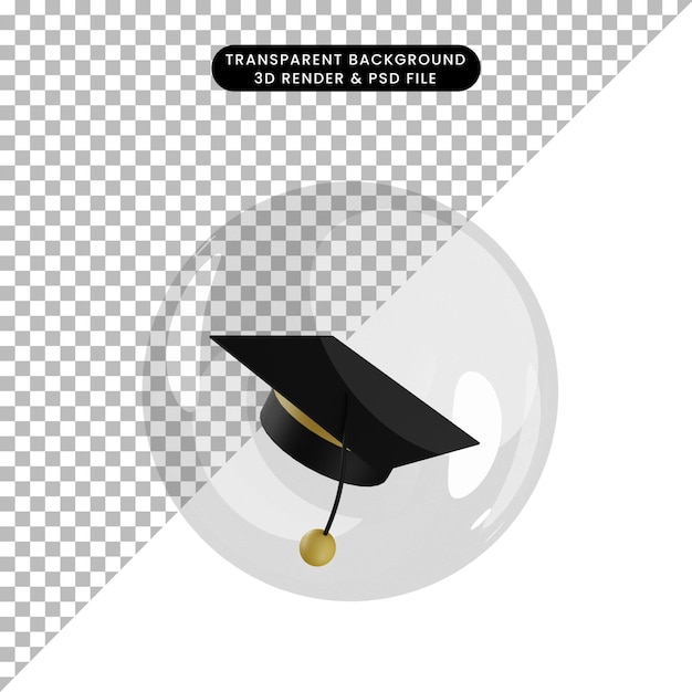 3d illustration of object toga hat inside bubbles