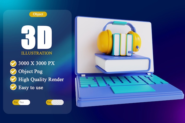 3D illustration online audio book 2