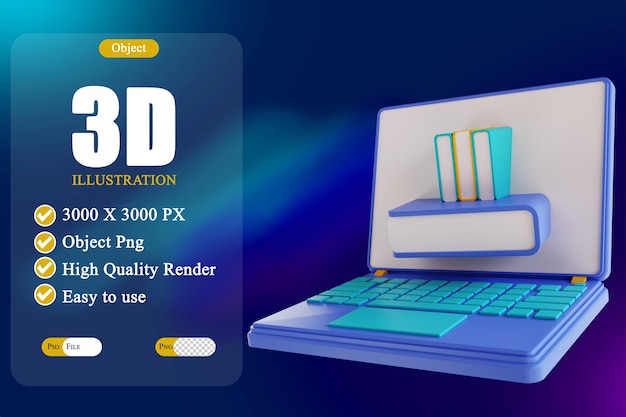 3D illustration online book library 2