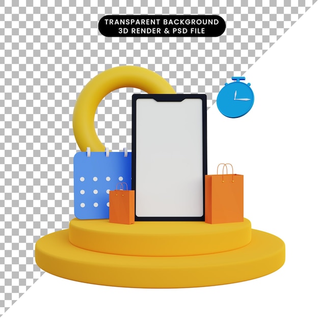 3d illustration online shop promotion on podium