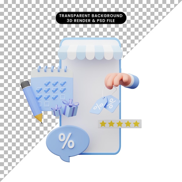 3d illustration of online shop