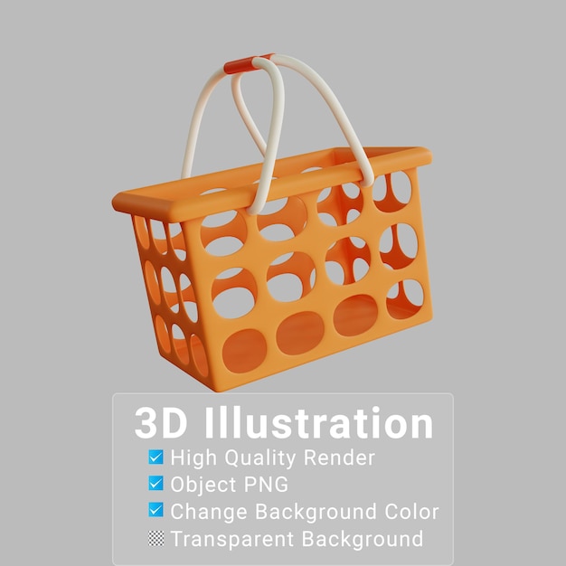 3d illustration orange shopping cart