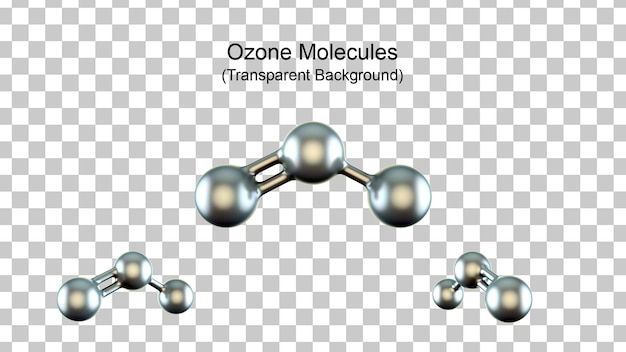 PSD 3d illustration of ozone molecule model.