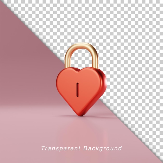 3D Illustration Padlock love shape for valentine