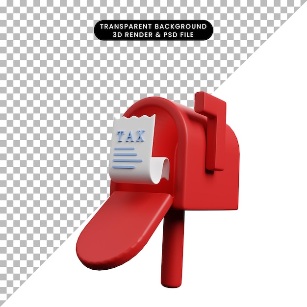 3d illustration of payment concept icon tax paper on mailbox