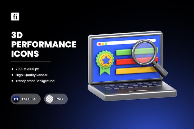 PSD 3d illustration performance search engine rating