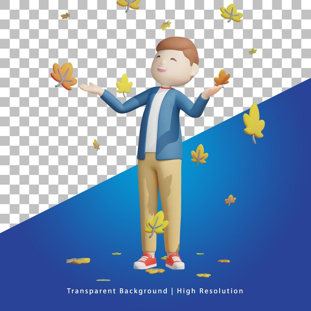 3D illustration of person enjoying autumn