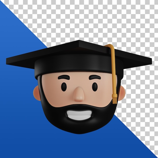 3d illustration of person with graduation hat 3d rendering Premium Psd