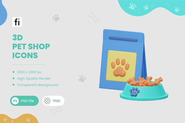 PSD 3d illustration pet shop pet treats