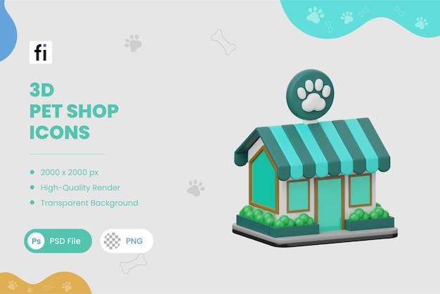 PSD 3d illustration pet shop