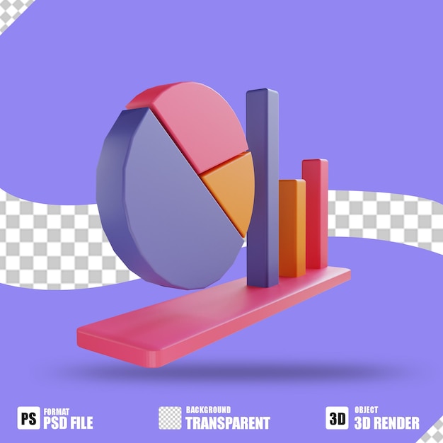 3D illustration pie chart and data analysis 2 suitable for bussines