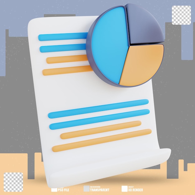 3d illustration pie chart document 2