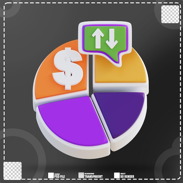 3d illustration pie chart financial percentage 2