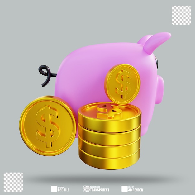 3D Illustration Piggy Bank 2