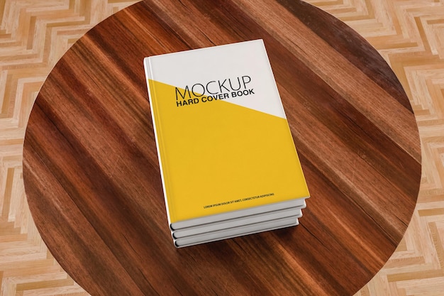 3D Illustration Pile of blank white hardcover books mockup