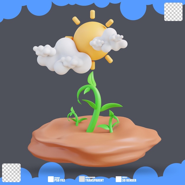 3d illustration of plant growing in the sun 3