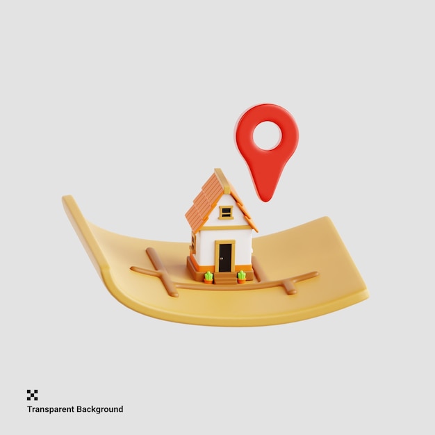 3D Illustration of Prime Location Pin on a World Map