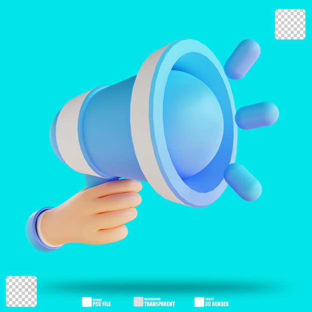 3D illustration promotion hand and megaphone 2