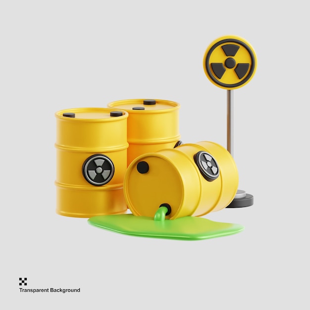 PSD 3d illustration of radioactive material