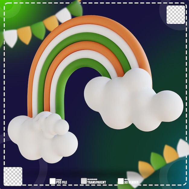 3d illustration rainbow cloud 3