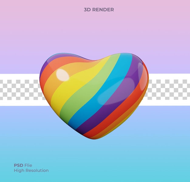 3d Illustration of Rainbow Heart Isolated LGBT Pride Month Icon