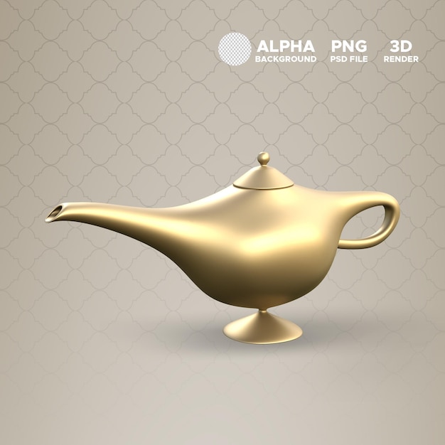 3D illustration Ramadan Magic lamp Icon for design isolated object