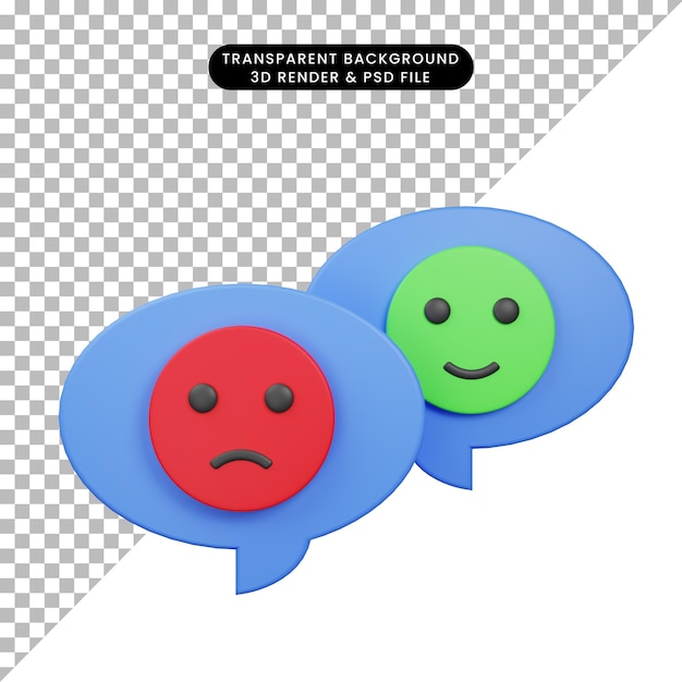 3d illustration of rating feedback chat with face 3d render