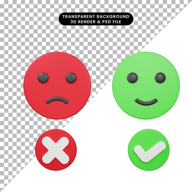 3d illustration of rating feedback checklist face 3d render