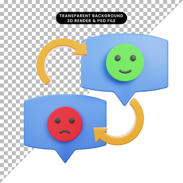 3d illustration of rating feedback face icon 3d render