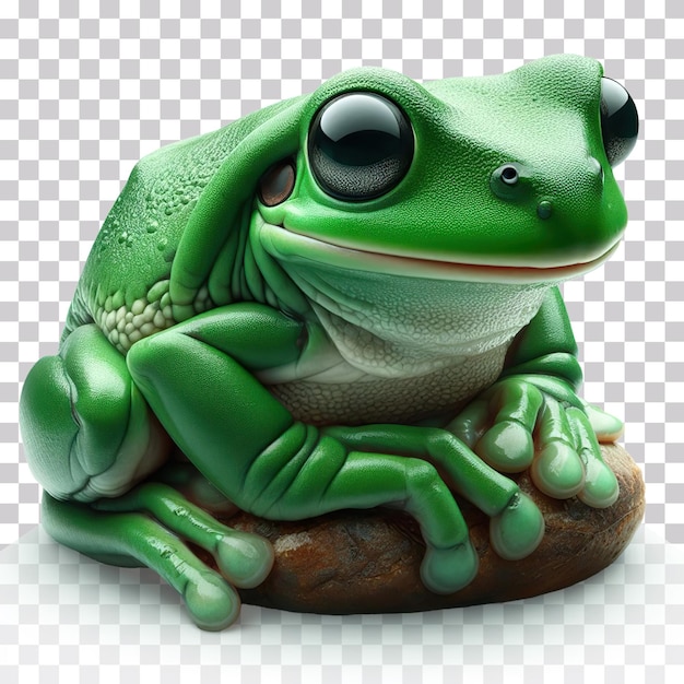 3d illustration of a realistic big green frog sits on a transparent background