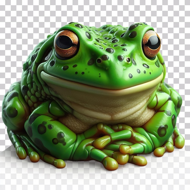 PSD 3d illustration of a realistic big green frog sits on a transparent background