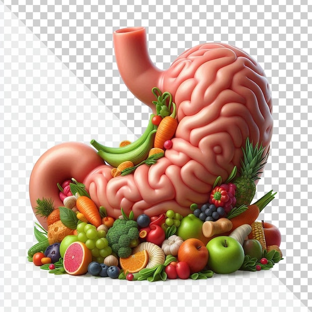 PSD 3d illustration of a realistic human stomach isolated on a transparent background