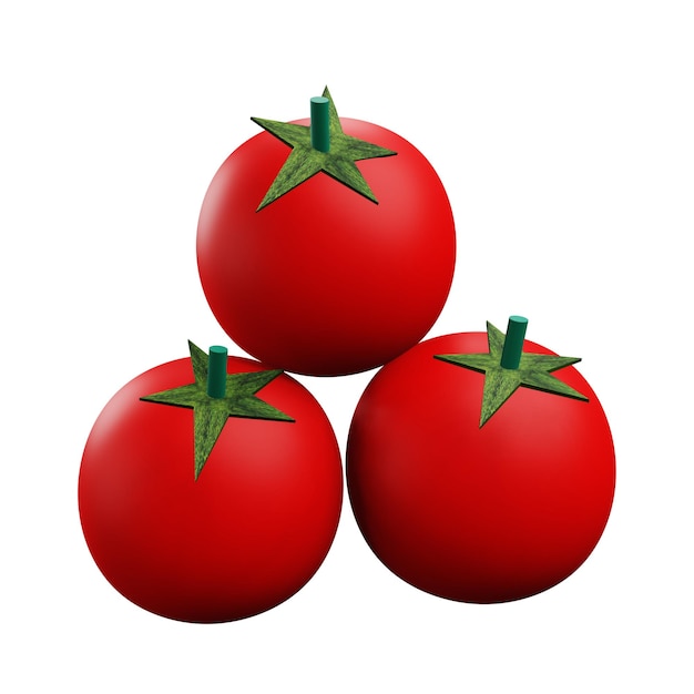 3D illustration red tomato with transparent background