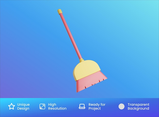 3D Illustration render Broom stick