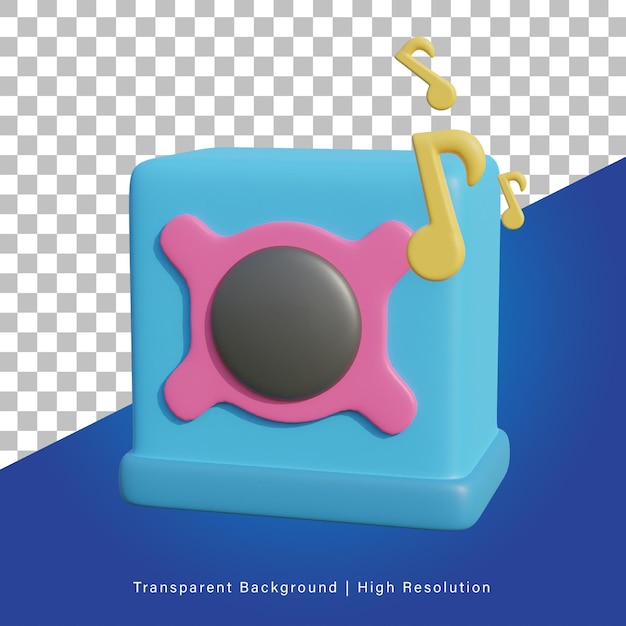 3D illustration or rendering of 3D objects new year party sound