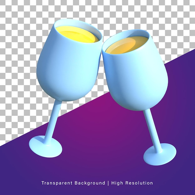 3D illustration or rendering of 3D objects party drink